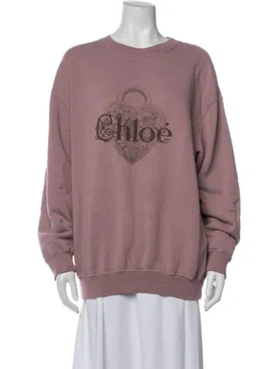 Pre-owned Chloé Graphic Print Crew Neck Sweatshirt In Purple