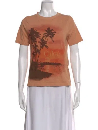 Pre-owned Chloé Graphic Print Crew Neck T-shirt In Orange