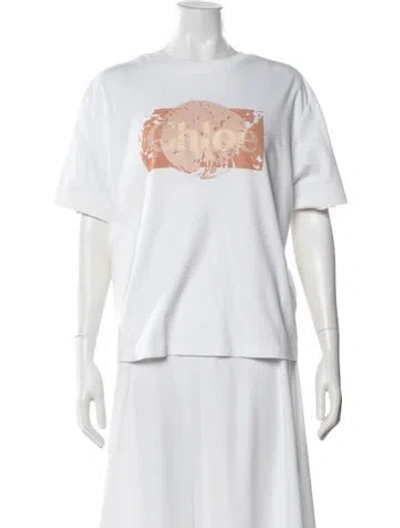 Pre-owned Chloé Graphic Print Crew Neck T-shirt In White