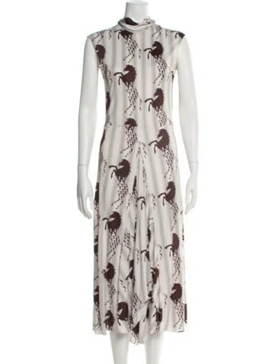 Pre-owned Chloé Graphic Print Midi Length Dress In Neutral