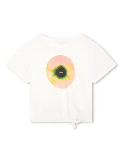 Chloé Kids' Graphic-print Organic Cotton T-shirt In White