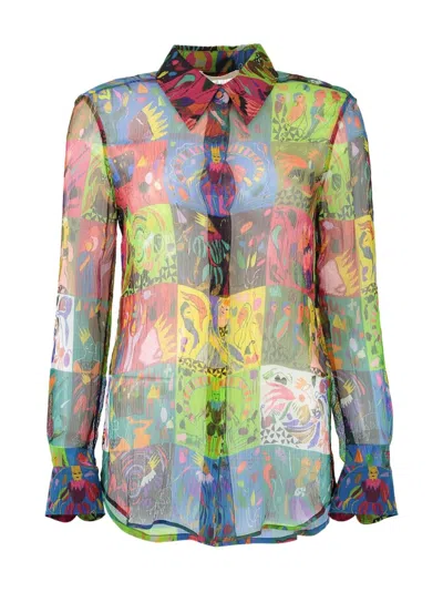 CHLOÉ GRAPHIC-PRINT SEMI-SHEER SHIRT
