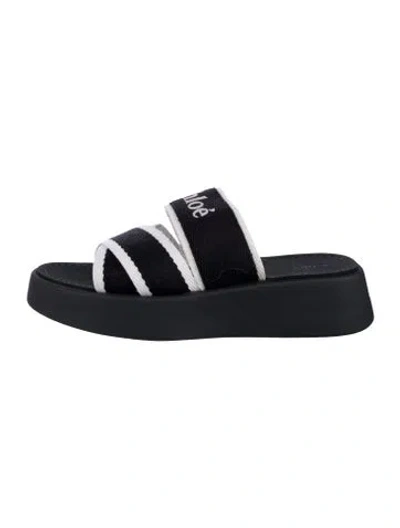 Pre-owned Chloé Graphic Print Slides In Black