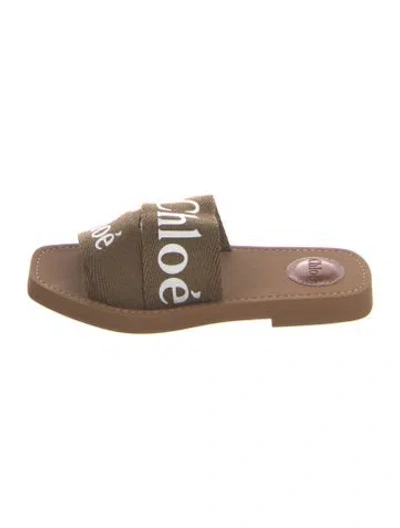 Pre-owned Chloé Graphic Print Slides In Neutral