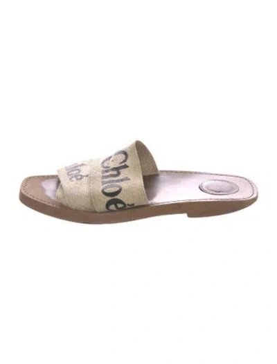 Pre-owned Chloé Graphic Print Slides In Neutral