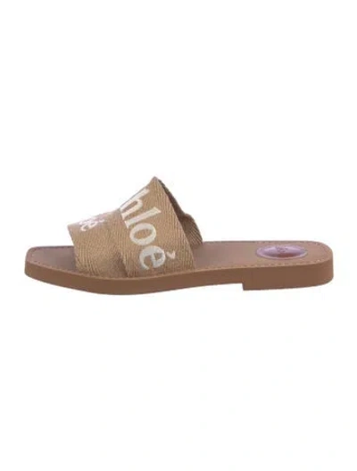 Pre-owned Chloé Graphic Print Slides In Neutral