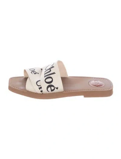Pre-owned Chloé Graphic Print Slides In Neutral