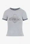 Chloé Baby Fit T-shirt With Logo In Cotton Jersey In Gray