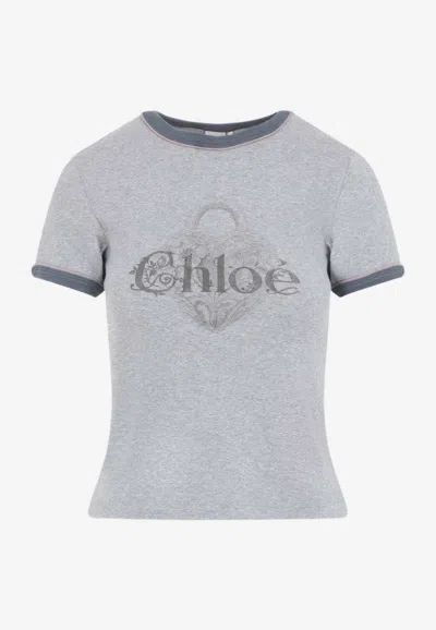 CHLOÉ GRAPHIC PRINT SLIM T-SHIRT