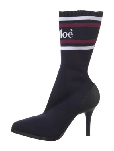 Pre-owned Chloé Graphic Print Sock Boots In Black