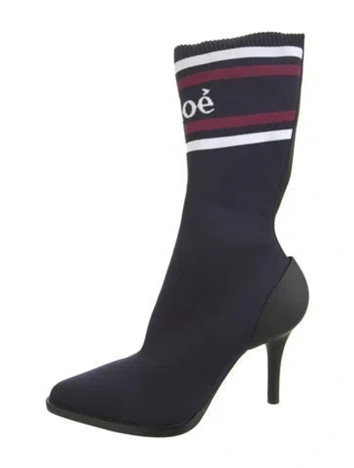 Pre-owned Chloé Graphic Print Sock Boots In Black