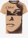 Chloé Women Multicolor Crewneck T-shirt With Maxi Graphic Print On The Front In Wool Blend Woman In Multi