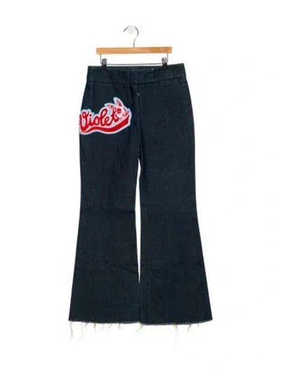 Pre-owned Chloé Graphic Print Wide Leg Pants In Blue
