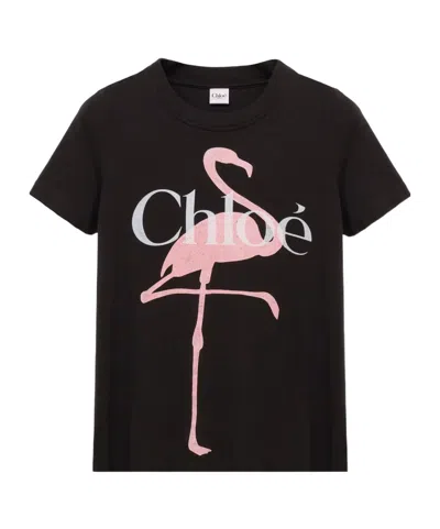 CHLOÉ CHLOÉ GRAPHIC PRINTED CREWNECK T-SHIRT