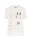 Chloé Faded Horse-print Cotton Jersey T-shirt In White