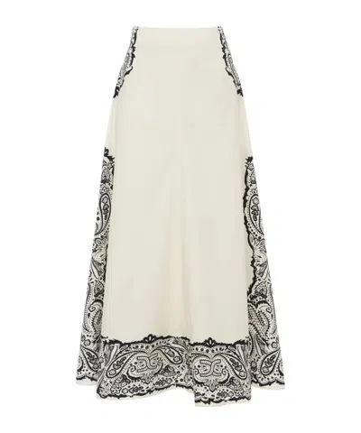 Chloé Graphic-print Flared Skirt In White