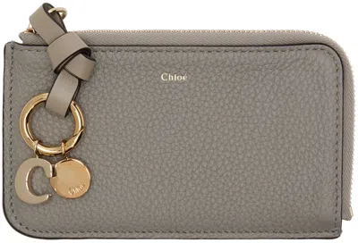 Chloé Gray Alphabet Zip Card Holder In 053 Cashmere Grey