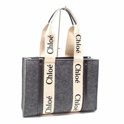 Pre-owned Chloé Gray Felt Leather Tote Bag ()