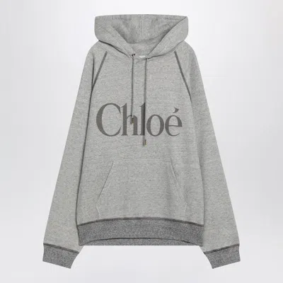 Chloé Gray Hoodie With Logo In Black