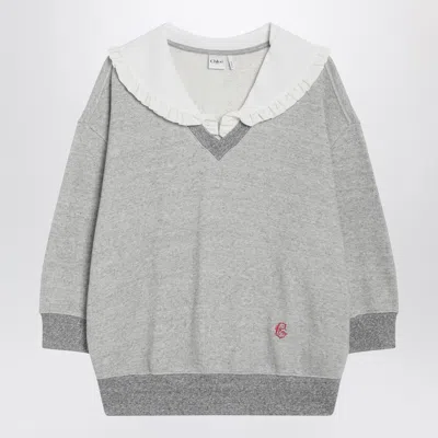 CHLOÉ CHLOÉ GRAY MARL FLEECE SWEATSHIRT