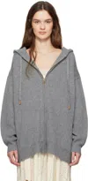Chloé Sweat À Capuche Zippé Oversize En Maille De Laine Et Cachemire Femme Gris Taille Xs 70% Laine, 30% C In 012 Divine Grey