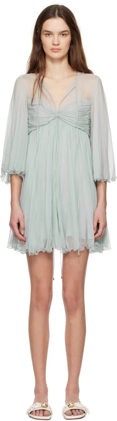 Chloé Pleated Mini Dress In Silk Mousseline In Multi