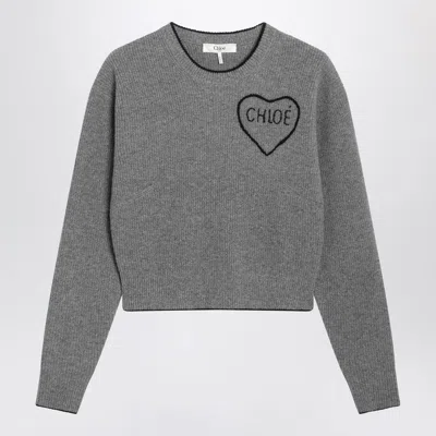 CHLOÉ GRAY WOOL AND CASHMERE SWEATER