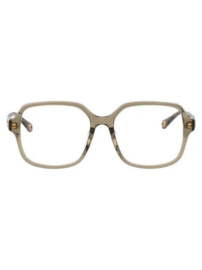 Chloé Green Acetate Optical Glasses In Transparent