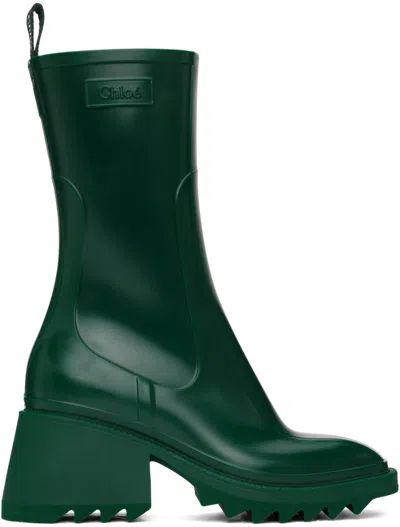 Chloé Green Betty Boots In 3l3 Dark Emerald
