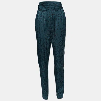 Pre-owned Chloé Green Butterfly Printed Silk Jacquard Pants M