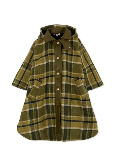 Chloé Kids' Green Cape For Girl With Logo In Multi