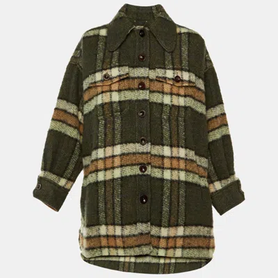 Pre-owned Chloé Green Checkered Wool Blend Oversize Jacket S