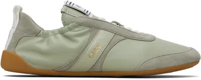 Chloé Kick Suede And Leather Sneakers In Green