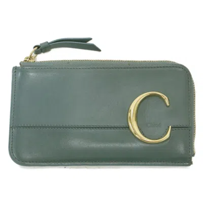 Pre-owned Chloé Green Leather Coin Purse/coin Case ()