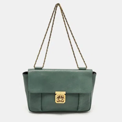 Pre-owned Chloé Green Leather Large Elsie Shoulder Bag