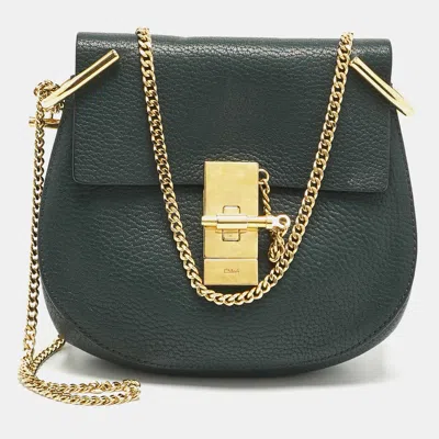 Pre-owned Chloé Green Leather Mini Drew Chian Shoulder Bag