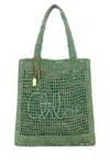 Chloé Green Raffia Estate Banana Shopping Bag