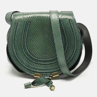 Pre-owned Chloé Green Snakeskin Mini Marcie Crossbody Bag