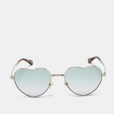 Pre-owned Chloé Green/gold Tone Gradient Ch0071s Milane Heart Frame Folding Sunglasses