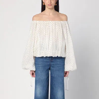 Chloé Greige Skirt With Back Drape In White