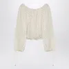 Chloé Off-the-shoulder Silk Blouse With Voluminous Sleeves In White