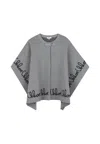 Chloé Kids Poncho With Embroidery In Gray