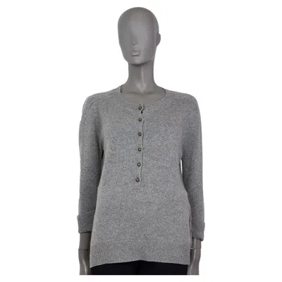 Pre-owned Chloé Chloe Grey Cashmere Henley Sweater Xs In Gray