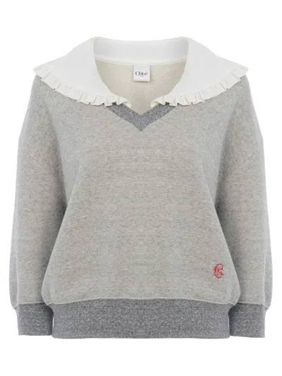 CHLOÉ GREY COLLAR SWEATER