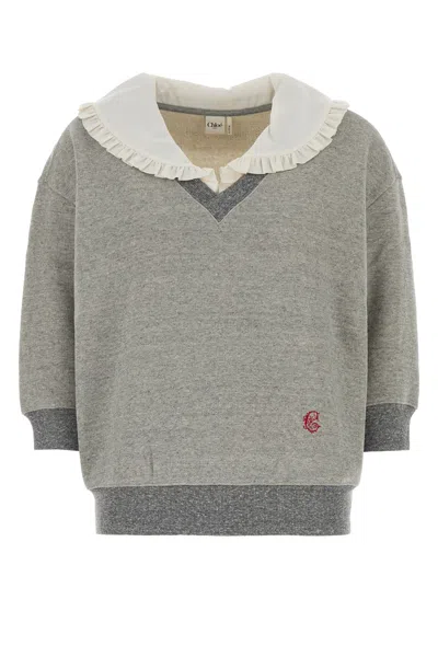 CHLOÉ GREY COTTON BLEND TOP