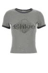 Chloé Baby Fit T-shirt With Logo In Cotton Jersey In Gray