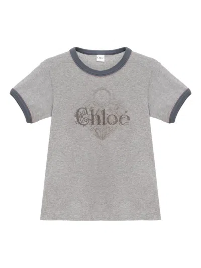 CHLOÉ CHLOÉ GREY COTTON T-SHIRT