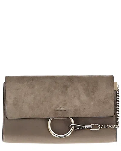 Chloé Grey Goat Suede Faye Clutch Bag (authentic Pre-loved) In Gray