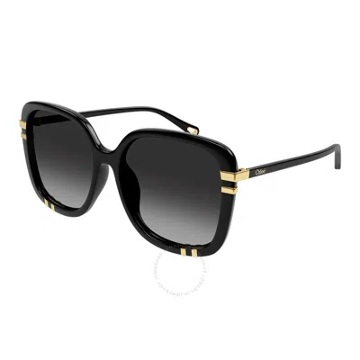 Chloé Chloe Grey Gradient Square Ladies Sunglasses Ch0106sa 005 59 In Black