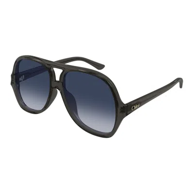 Chloé Grey-grey-blue Recycled Acetate Sunglasses